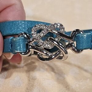Lia Sophia Turquoise Leather Bracelet with Silver Clasp